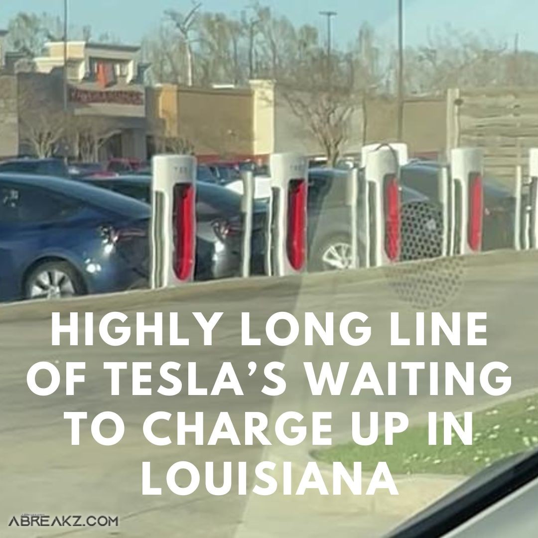 Pictures Show Highly Long Line of Tesla’s Waiting to Charge Up in Louisiana