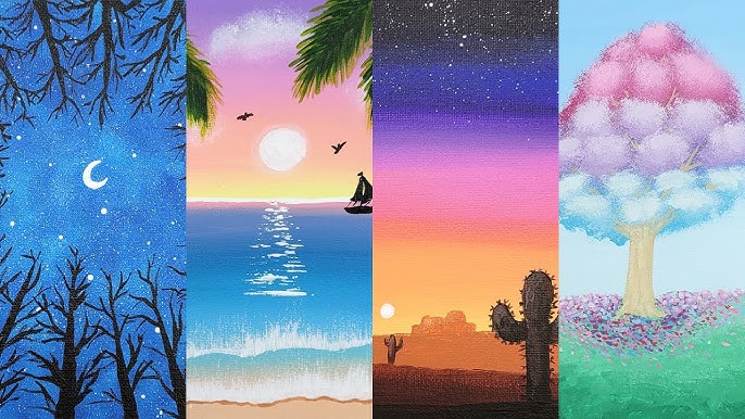 MOST Beautiful Ideas Paintings For Beginners With Watercolor,Poster Colours,Oil Pastels And Canvas.